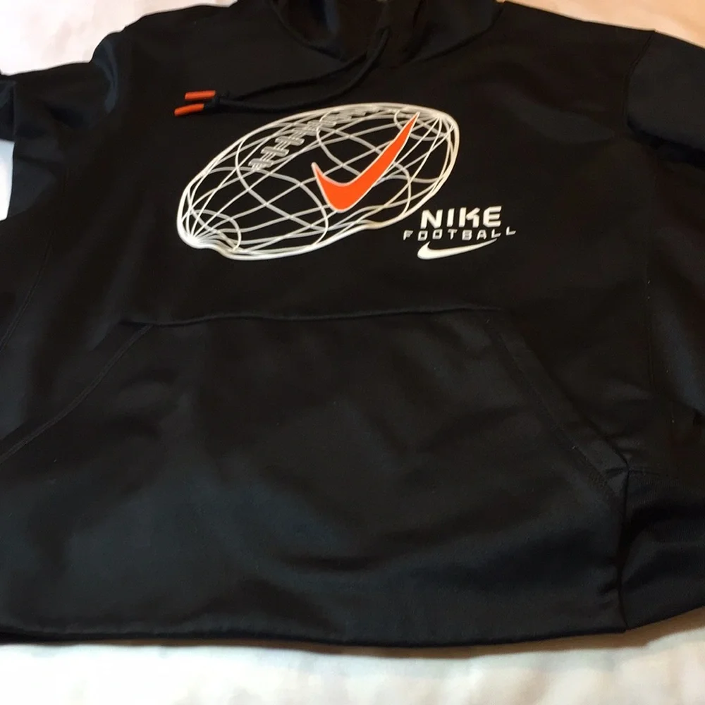 Nike Football Black Performance Hoodie Large Football with Swoosh Size Large